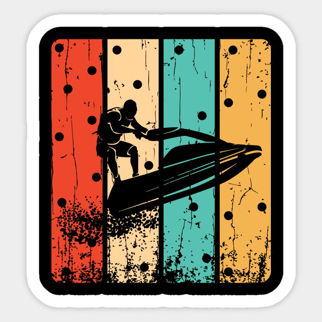 Retro Jet Skiing Gifts Sticker by The WYLD Tribe